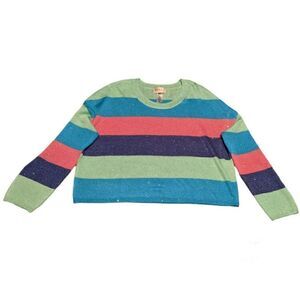 Beach Riot Beach Stripe Sweater in Mod Stripe Multi Cotton Candy Sequins XL NWOT